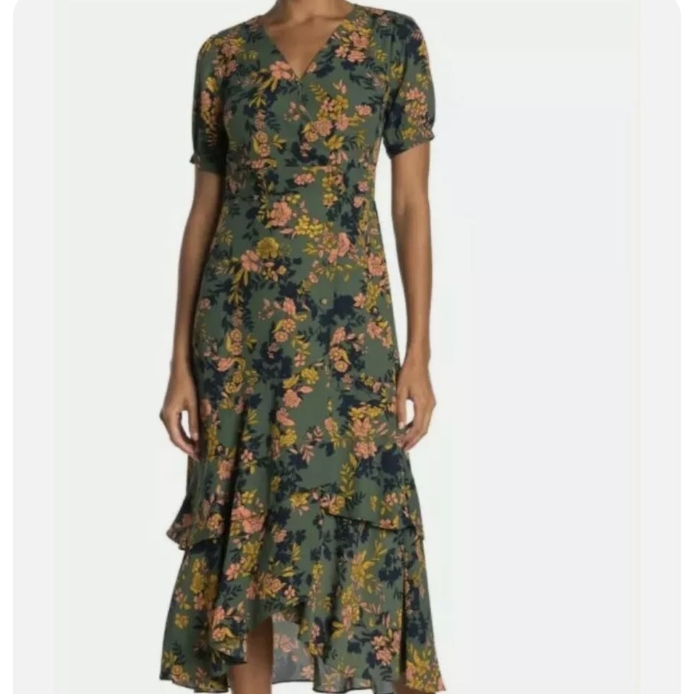Nanette Lepore Floral Olive Print Dress